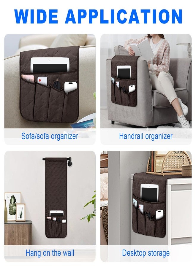 Grekos Sofa Armrest Organizer Remote Holder Bedside Caddy Organizer with 6 pockets, Chair Arm Holder Non-Slip Remote Control Holders Caddy for Magazine Tablet Phone Book - Image 3
